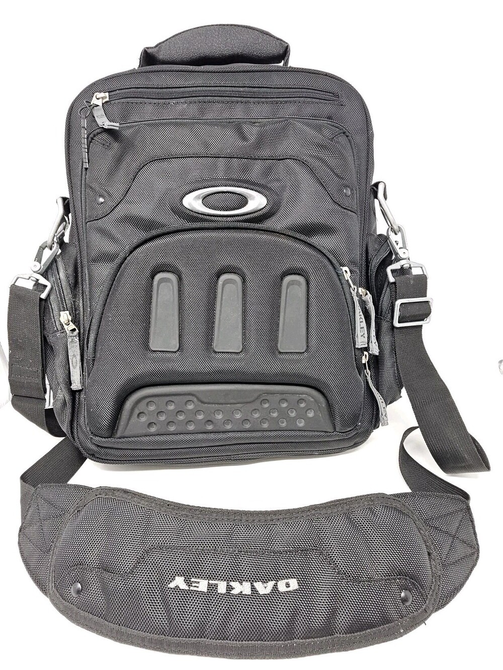 Vintage Y2K Oakley Vertical Black Messenger Laptop Bag Tactical Cyber Hack Tech